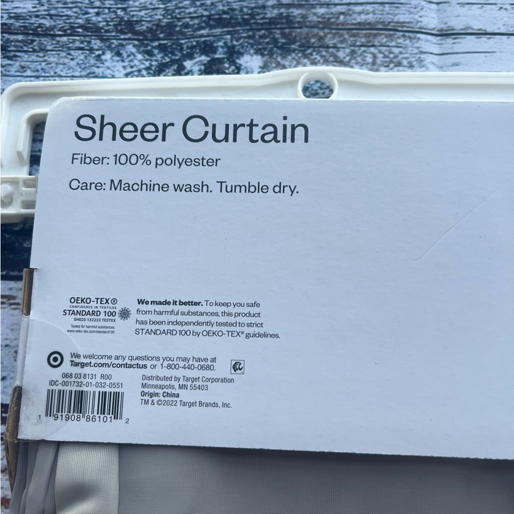 Set of 2 Room Essentials 84 inch Rod Pocket Sheer Curtain panels in Gray NEW - Picture 5 of 5